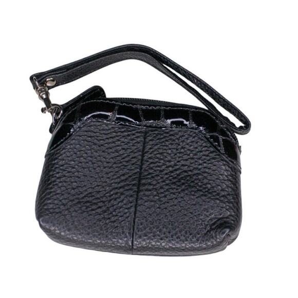 Brighton Black Leather Heart Coin Purse Wristlet - Picture 2 of 3